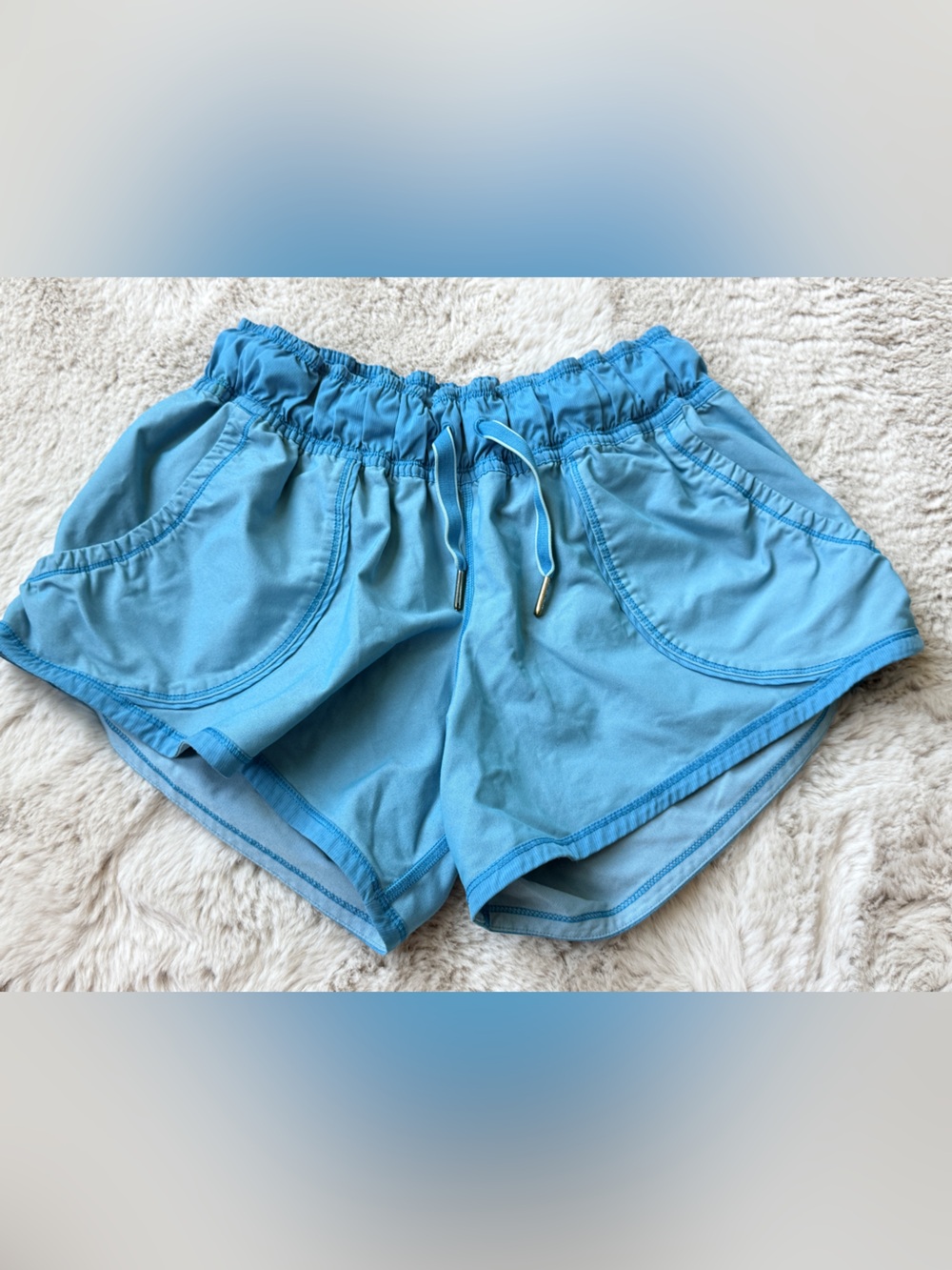 lululemon athletica Sky Blue Women's work it out drawstring unlined shorts.